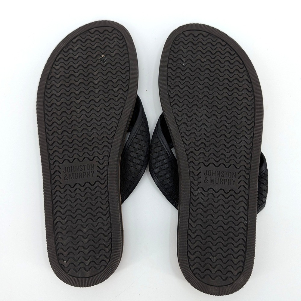 NWOT Johnston & Murphy Woven Leather Flip Flop Sandals Black Tan Mens 11M - Picture 4 of 5
